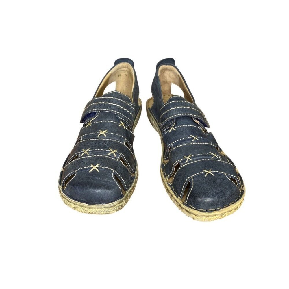 Josef Seibel Blue Leather Fisherman Sandals Size 6 / 37 Comfortable casual